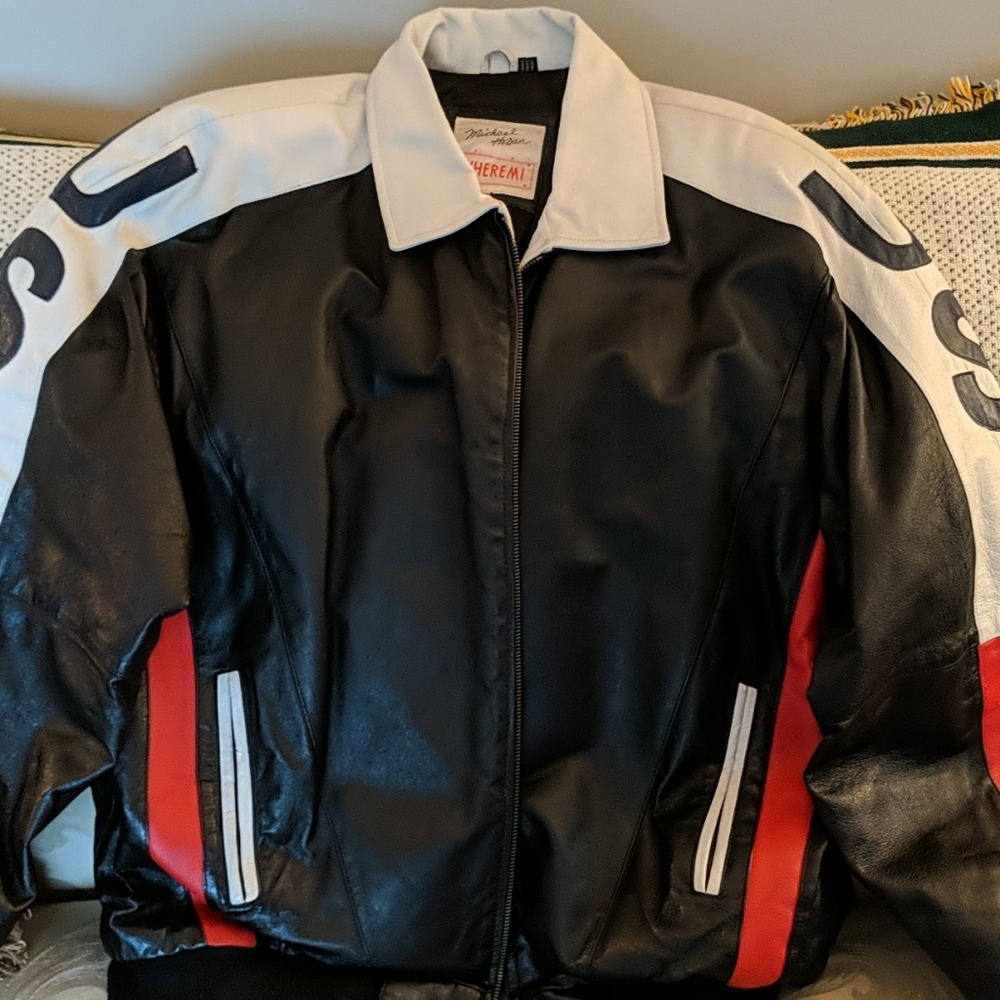 Michael Hoban Black and White Bomber Jacket